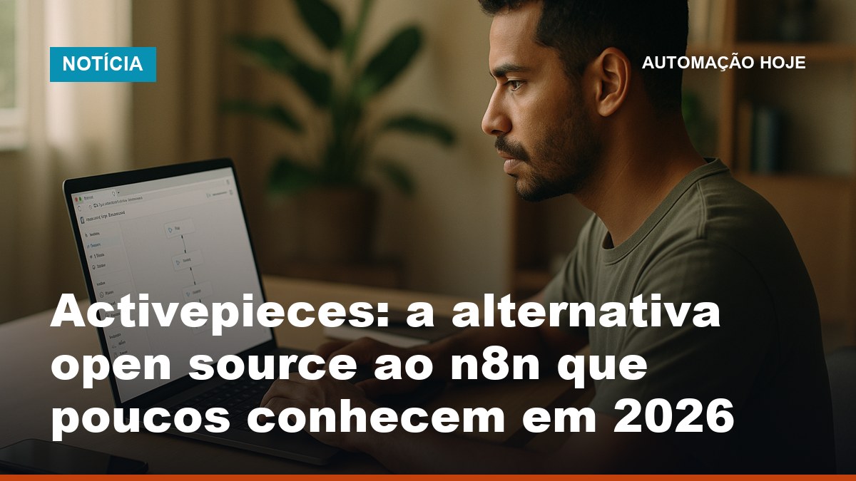 Fundador de startup brasileiro testando Activepieces como alternativa open source ao n8n no laptop