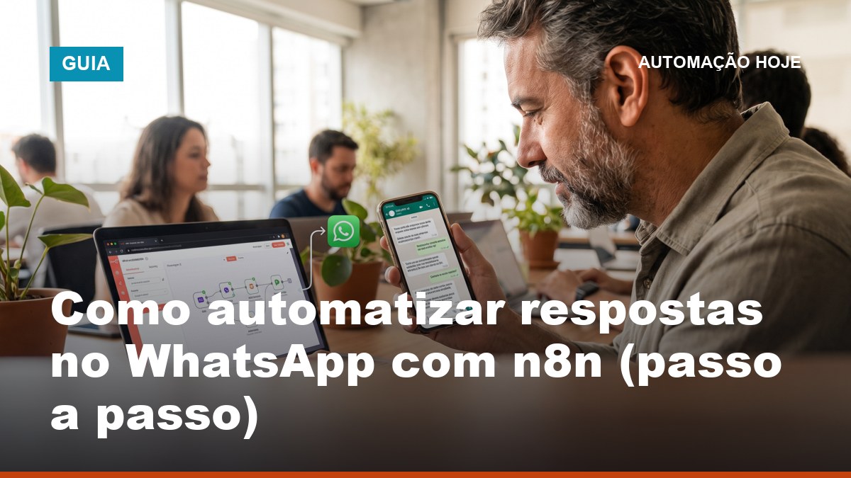 Empreendedor brasileiro com celular mostrando automação de respostas no WhatsApp integrada ao n8n