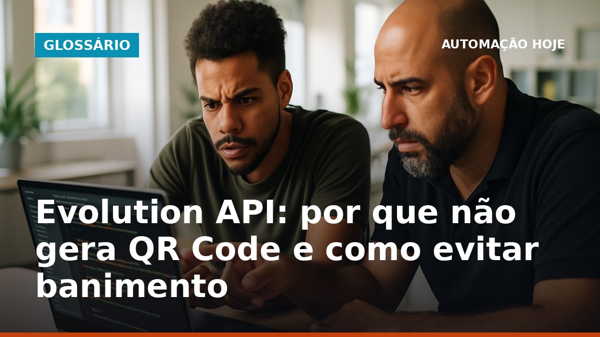 Dois profissionais brasileiros analisando erro no QR Code da Evolution API no computador.