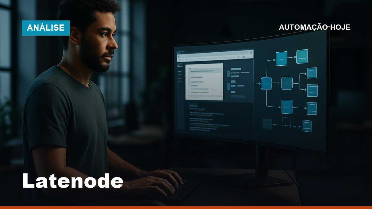 Profissional de tecnologia brasileiro configurando browser automation no Latenode em escritório moderno