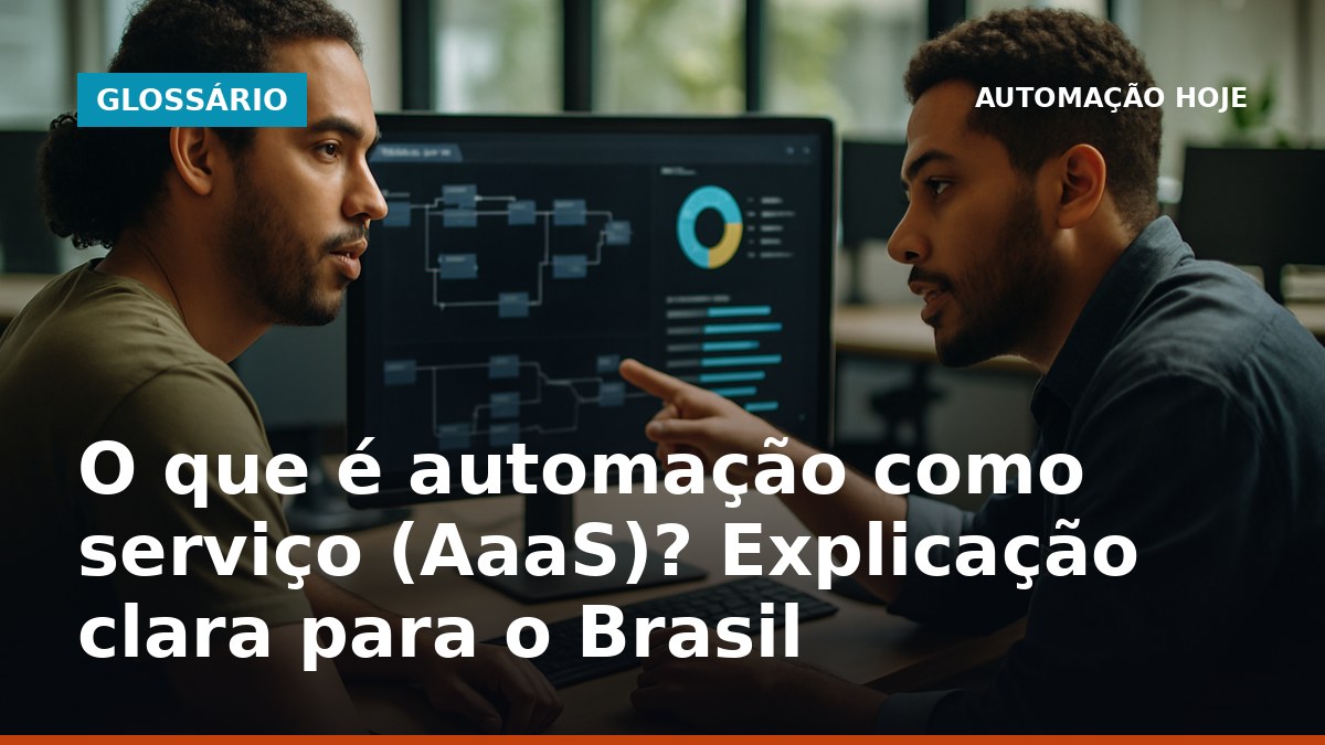 Profissionais de TI brasileiros analisando dashboards de automação em escritório, conceito de automação como serviço.