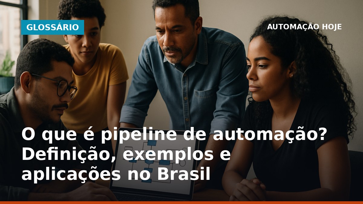 Equipe de empresa brasileira analisando pipeline de automação em tela de notebook