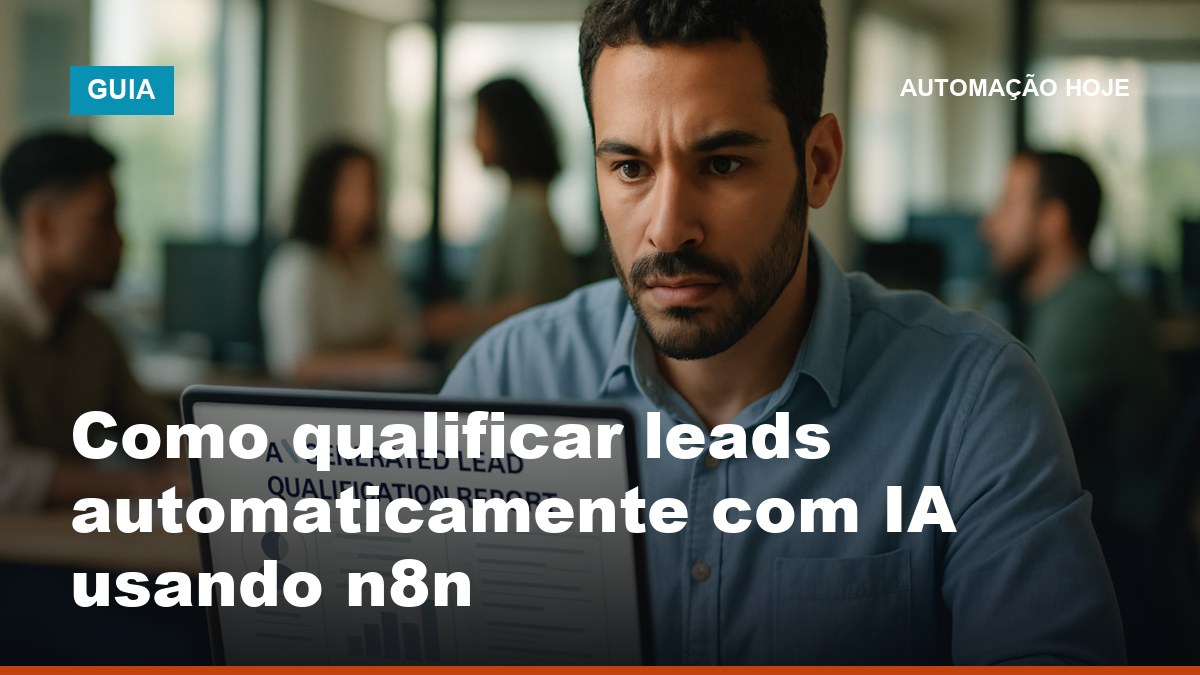 Gerente de vendas brasileiro analisando relatório de qualificação de leads por IA no n8n no laptop